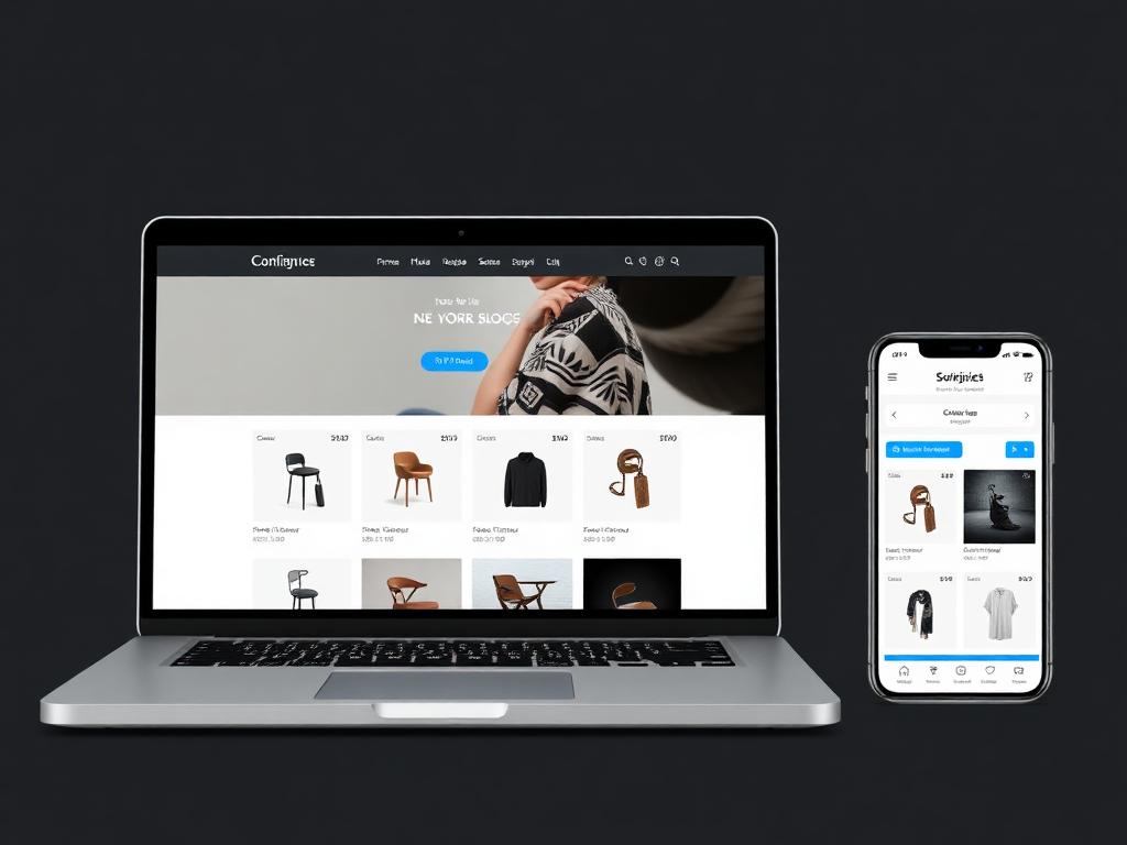 Maquette du site e-commerce d'une boutique de décoration